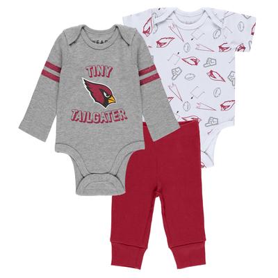 Neugeborenen- und Kleinkinderbekleidung von Erin Andrews Grau/Kardinal/Weiß Arizona Cardinals Dreiteiliges Turn Me Around Bodysuits & Hosenset Image