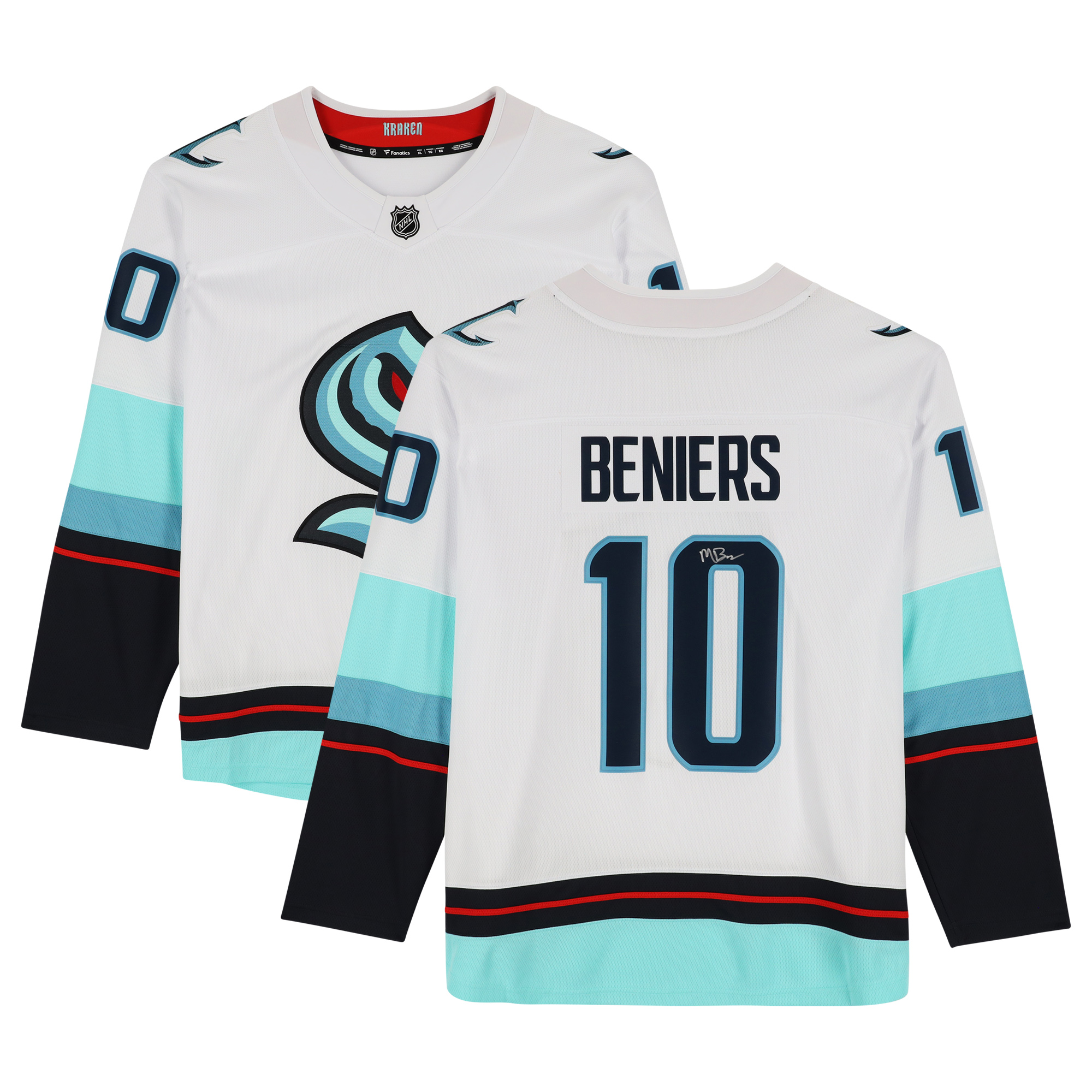 Matty Beniers – Seattle Kraken – Signiertes weißes Fanatics Breakaway-Trikot ohne Aufnäher Image