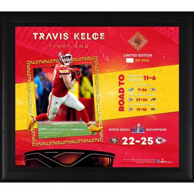 Travis Kelce Kansas City Chiefs Super Bowl LVIII Champions Gerahmte 15" x 17" Collage mit einem Stück Spiel-Football - Limitierte Auflage von 2024 Image