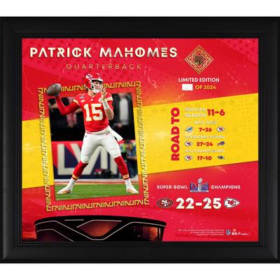 Patrick Mahomes Kansas City Chiefs Super Bowl LVIII Champions Gerahmte 15" x 17" Collage mit einem Stück Spiel-Football - Limitierte Auflage von 2024 Image