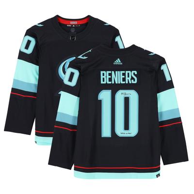 Matty Beniers Deep Sea Blue Seattle Kraken signiertes 2023 Calder Trophy Gewinner-Trikot von Adidas Authentic mit „2023 Calder“-Aufschrift Image