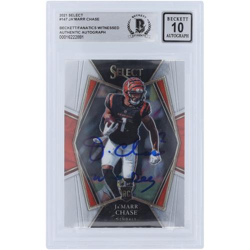 Ja'Marr Chase Cincinnati Bengals signierte 2021 Panini Select #147 Beckett Fanatics bezeugte authentifizierte 10 Rookie-Karte mit 