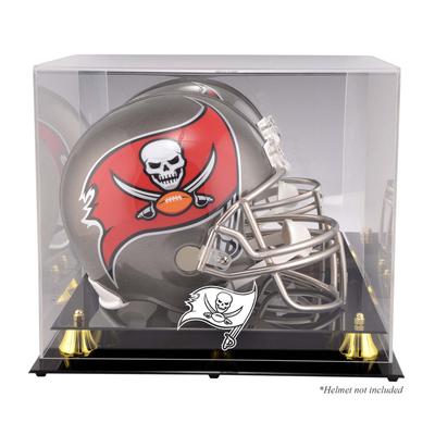 Goldene klassische Helmvitrine der Tampa Bay Buccaneers mit verspiegelter Rückseite Image