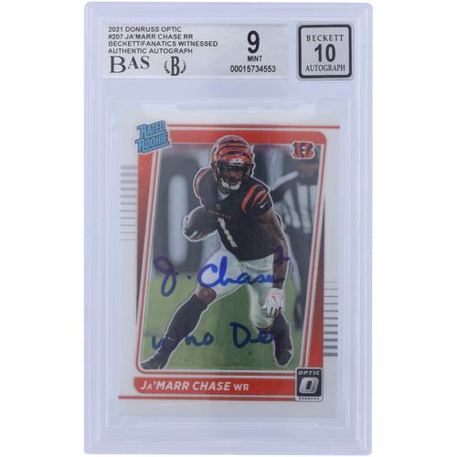 Ja'Marr Chase Cincinnati Bengals signierte 2021 Panini Donruss Optic Rated Rookie #207 Beckett Fanatics bezeugte authentifizierte 9/10 Rookie-Karte mit 