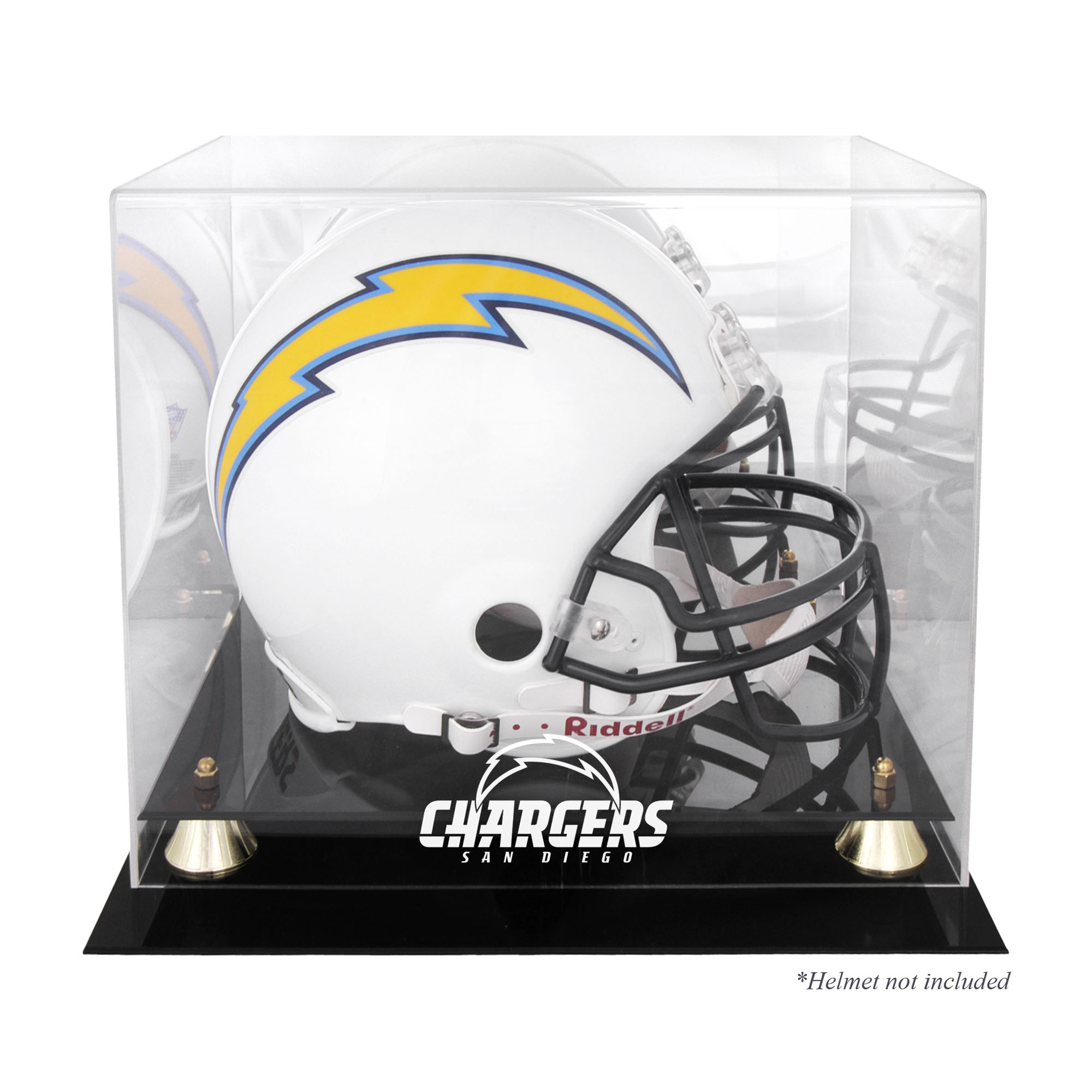 San Diego Chargers Golden Classic Helmvitrine mit verspiegelter Rückseite Image