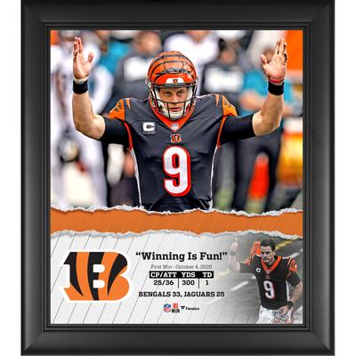 Joe Burrow – Collage „First Win“ der Cincinnati Bengals, gerahmt, 38,1 x 43,2 cm Image