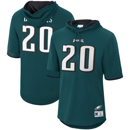 Mitchell & Ness Herren-Kapuzenpullover mit Brian Dawkins, Philadelphia Eagles, ehemaliger Spieler, Netzstoff, Name und Nummer, Grün