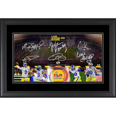 Los Angeles Rams Faksimile Signature Super Bowl LVI Champions Gerahmtes 10'' x 18'' Panoramafoto Image