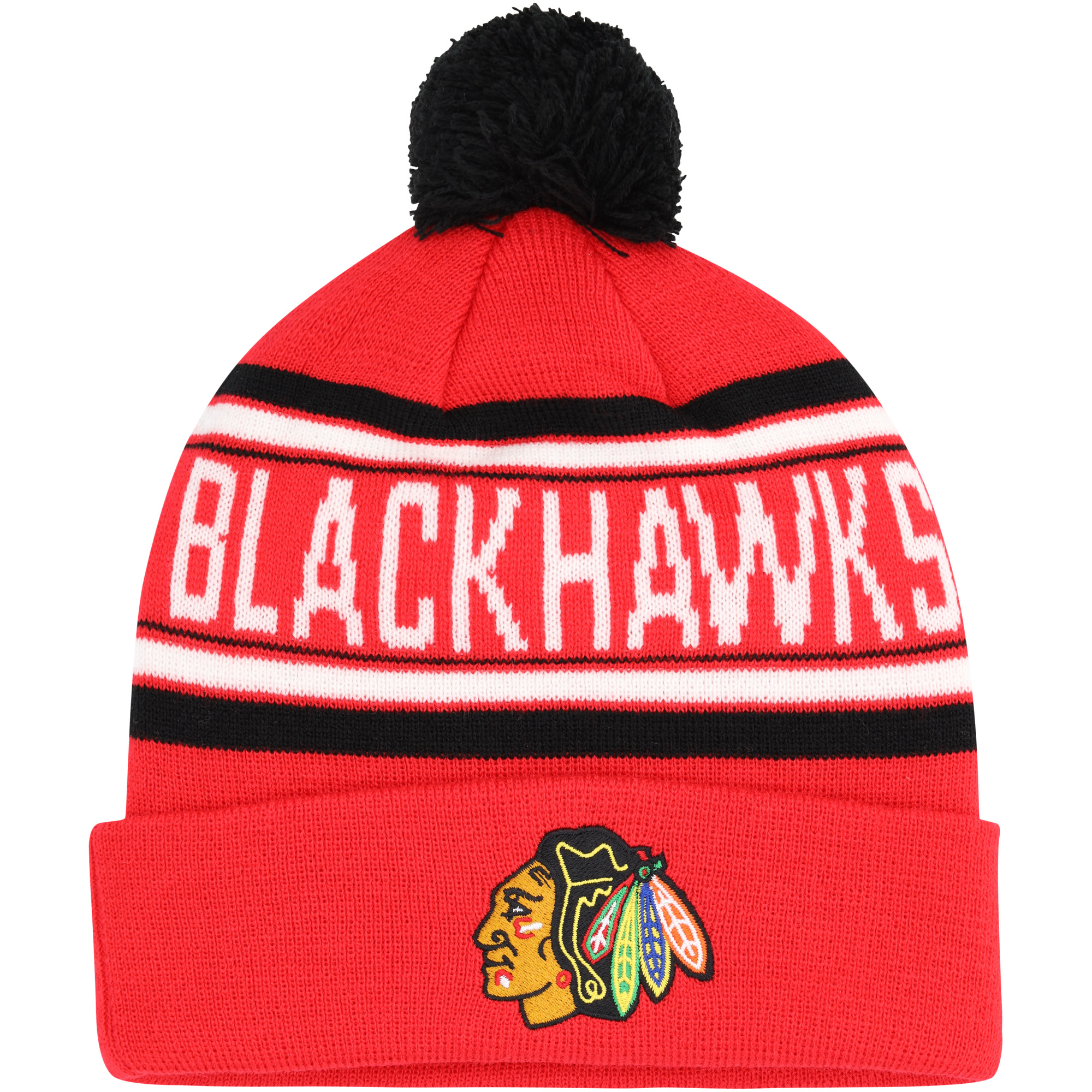Chicago Blackhawks Wordmark Pom Strickmütze – Jugend Image