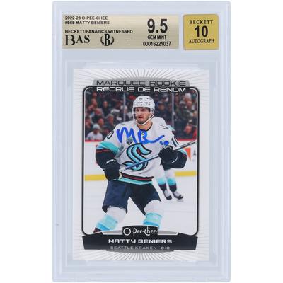 Matty Beniers Seattle Kraken signierte 2022-23 Upper Deck O-Pee-Chee Marquee Rookies #568 Beckett Fanatics bezeugte authentifizierte 9,5/10 Rookie-Karte Image