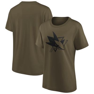 San Jose Sharks Fanatics Branded Iconic Preferred Logo Grafik T-Shirt - Khaki - Damen Image