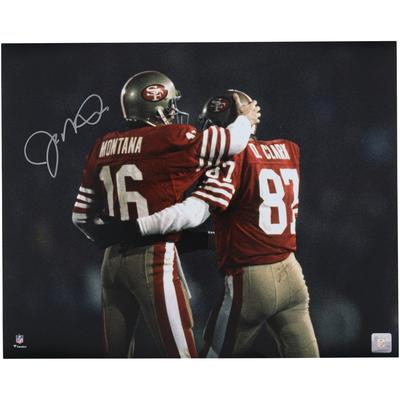 Joe Montana, San Francisco 49ers, signiertes Foto, 16 x 20 Zoll, mit Dwight Clark Image