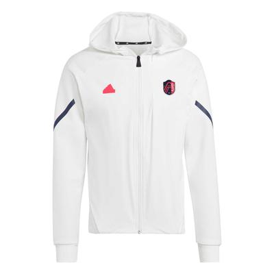 Weiße adidas St. Louis City SC 2024 Anthem Travel Raglanärmel-Jacke mit durchgehendem Reißverschluss für Herren Image
