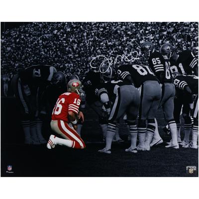 Joe Montana San Francisco 49ers Autogrammfoto Huddle Spotlight, 16 x 20 Zoll, signiert in Weiß Image