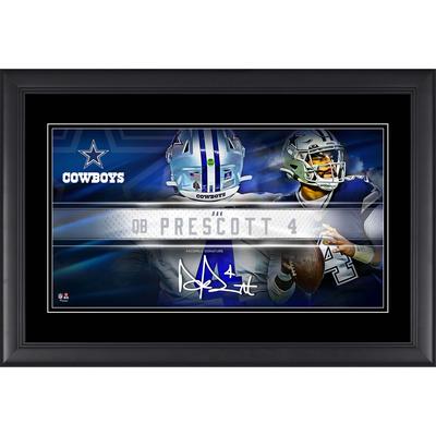 Dak Prescott Dallas Cowboys Faksimile-Signatur, gerahmt, 10 x 18 Zoll, Spieler-Namensschild-Collage Image