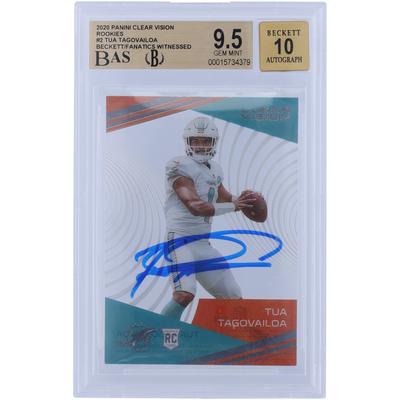 Tua Tagovailoa Miami Dolphins signierte 2020 Panini Clear Vision Rookies #CV-2 Beckett Fanatics bezeugte authentifizierte 9,5/10 Rookie-Karte Image