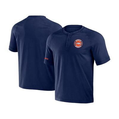 Herren NFL x Darius Rucker Kollektion von Fanatics, Marineblaues Denver Broncos Washed Raglan Henley-T-Shirt Image