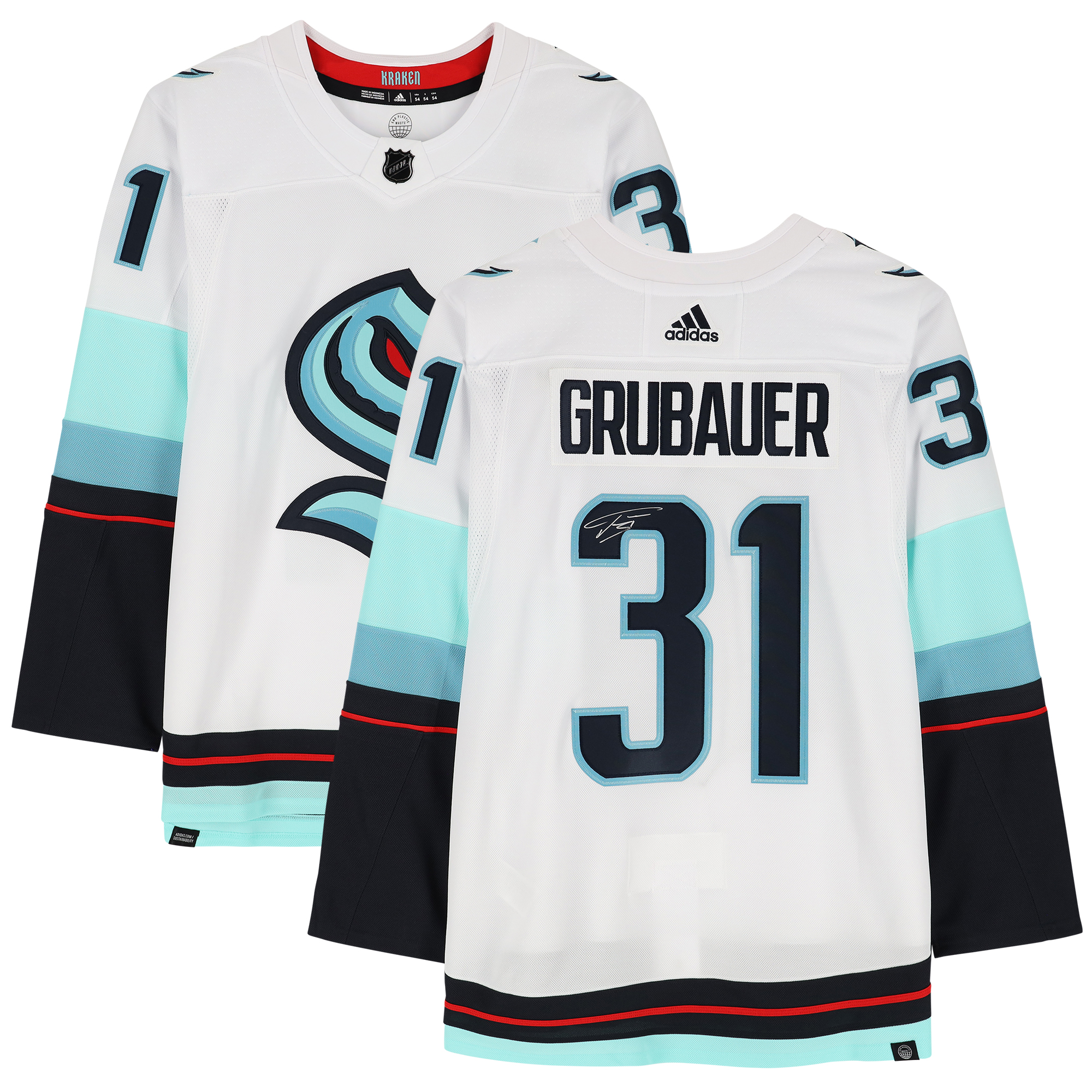 Philipp Grubauer – Seattle Kraken – Autogramm-Trikot in Weiß und Authentisch-Adidas Image