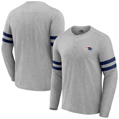 Herren NFL x Darius Rucker Kollektion von Fanatics Heather Gray New England Patriots Henley Langarm-T-Shirt Image