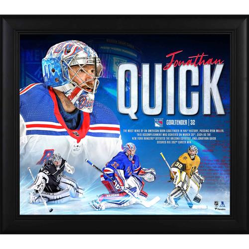 Jonathan Quick New York Rangers Gerahmte Collage mit Siegesrekorden der in Amerika geborenen Rangers, 15 x 17 Zoll