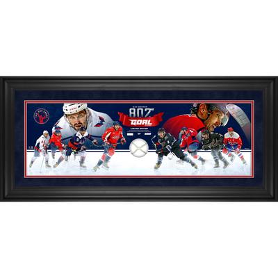 Alexander Ovechkin, Washington Capitals, gerahmt, 25,4 x 76,2 cm, GR8 Chase Panorama mit einem Stück Spielnetz, limitierte Auflage von 888 Image