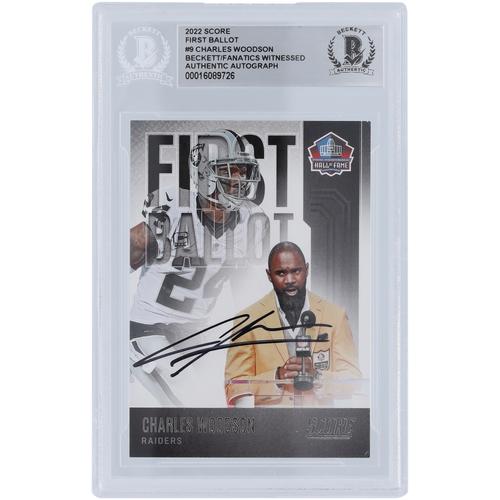 Charles Woodson Oakland Raiders signierte 2022 Panini Score #FB-CW Beckett Fanatics bezeugte authentifizierte Karte