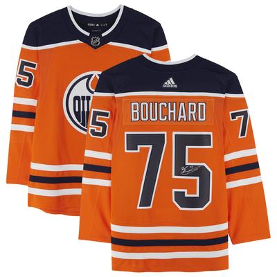 Orangefarbenes Adidas-Trikot von Evan Bouchard von den Edmonton Oilers mit Autogramm Image