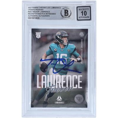 Trevor Lawrence Jacksonville Jaguars signiert 2021 Panini Chronicles Luminance #201 Beckett Fanatics Zeuge authentifizierte 10 Rookie-Karte Image