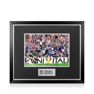 Offizielles, von Ray Houghton signiertes und gerahmtes Foto der Republik Irland (UEFA EURO 1988, Tor gegen England) Image