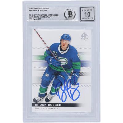 Brock Boeser Vancouver Canucks signiert 2019–20 Upper Deck SP Authentic #45 Beckett Fanatics bezeugt authentifiziert 10 Karte Image