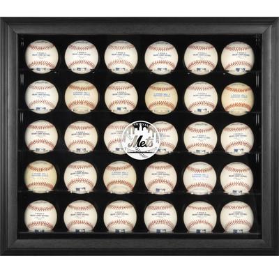 Vitrine für 30 Bälle mit Logo der New York Mets, schwarzer Rahmen Image