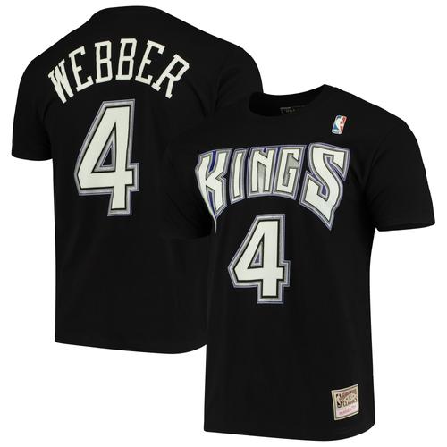 Mitchell & Ness Chris Webber Herren-T-Shirt mit Namen und Nummer des Sacramento Kings Hardwood Classics-Teams, schwarz