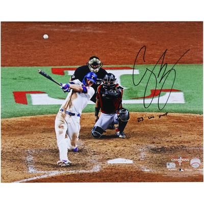 Von Corey Seager, Texas Rangers, signiertes Schlagerfoto der World Series 2023, 16 x 20 Zoll, mit der Aufschrift „23 WS MVP“ Image