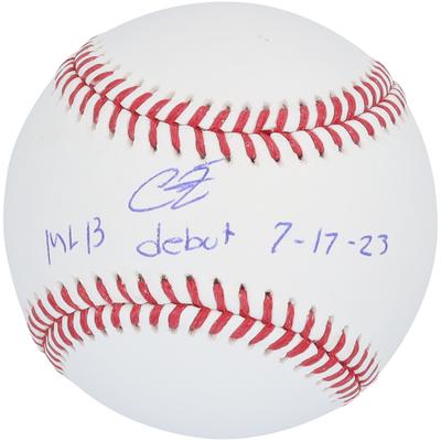 Von Christian Encarnacion-Strand signierter Baseball der Cincinnati Reds mit der Aufschrift „MLB-Debüt 17.07.23“ Image