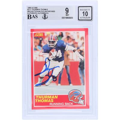 Thurman Thomas Buffalo Bills signiert 1989 Score #211 Beckett Fanatics bezeugt authentifiziert 9/10 Rookie-Karte Image