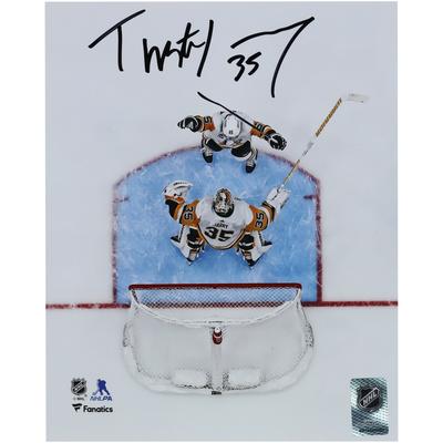 Von Tristan Jarry signiertes Foto von der Torjubel-Torwartmannschaft der Pittsburgh Penguins (20,3 x 25,4 cm)