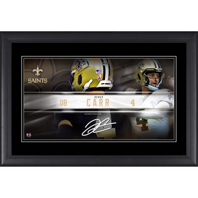 Derek Carr New Orleans Saints Faksimile-Signatur, gerahmt, 10 x 18 Zoll, Spieler-Namensschild-Collage Image