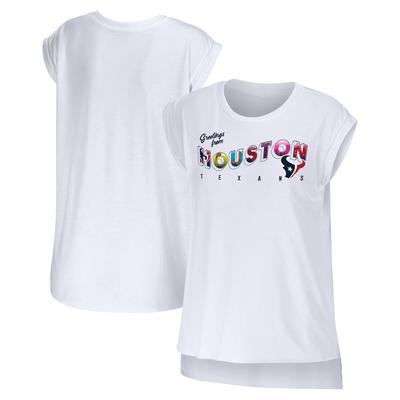 Damenbekleidung von Erin Andrews Weißes Houston Texans Greetings From Muscle T-Shirt Image