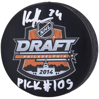 Kaapo Kahkonen San Jose Sharks signierter Hockeypuck mit NHL Draft-Logo 2014 und Aufschrift „Pick #109“ Image