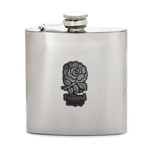 England Rugby Store Antique Badge Chrome Hip Flask