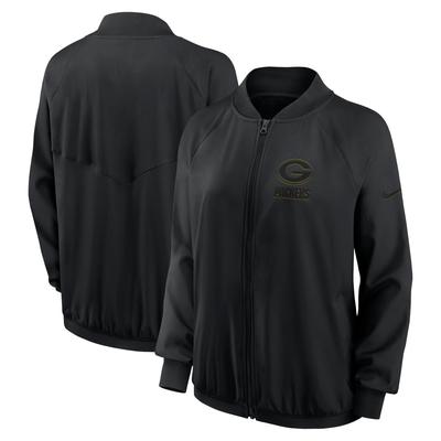 Schwarze Nike Green Bay Packers Raglan-Jacke mit durchgehendem Reißverschluss für Damen Image
