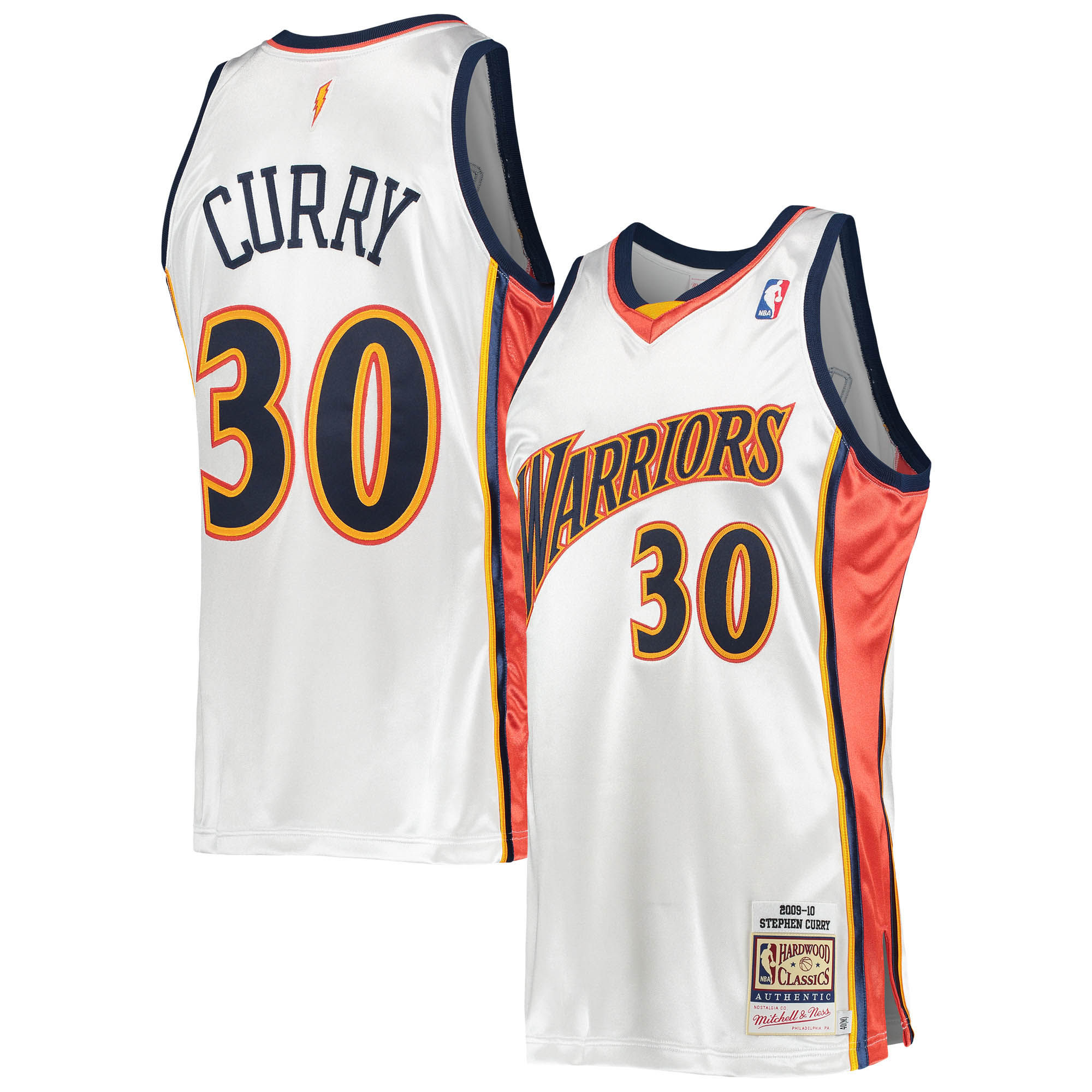 Mitchell & Ness Stephen Curry Weißes Golden State Warriors 2009/10 Hardwood Classics Authentic-Trikot für Herren Image