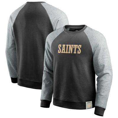 Darius Rucker Collection by Fanatics – Schwarz/Grau meliert – New Orleans Saints Colorblock-Pullover-Sweatshirt für Herren Image