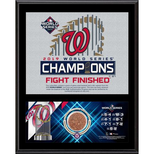 12 x 15 Zoll große sublimierte Plakette der Washington Nationals mit dem Sieger der World Series 2019 und einer Kapsel aus beim Spiel verwendetem Schmutz der World Series