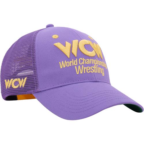 Lila verstellbare Trucker-Mütze mit WCW-Retro-Logo für Herren