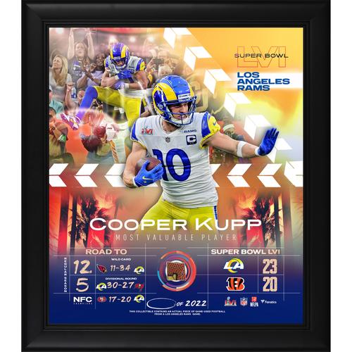 Cooper Kupp Los Angeles Rams Super Bowl LVI Champions Gerahmte 15 x 17 Zoll Collage mit beim Spiel verwendetem Football