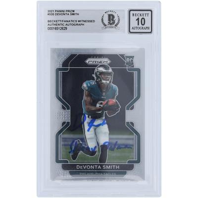 DeVonta Smith Philadelphia Eagles signierte 2021 Panini Prizm #335 Beckett Fanatics bezeugte authentifizierte 10 Rookie-Karte mit "Skinny Batman"-Aufschrift Image