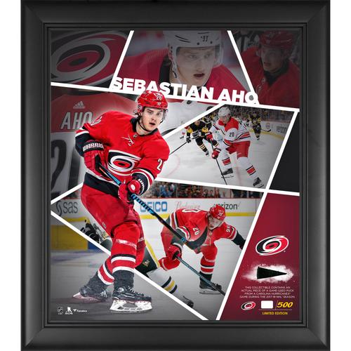 Sebastian Aho Carolina Hurricanes gerahmte 15 x 17 Zoll Impact Player Collage mit einem Stück Spielpuck – limitierte Auflage von 500