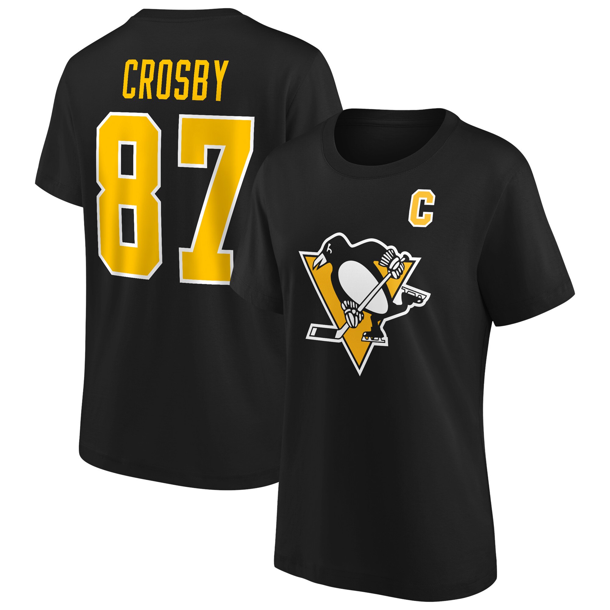 Pittsburgh Penguins Fanatics Branded Iconic Name & Number Graphic T-Shirt – Sidney Crosby 87 – Damen Image