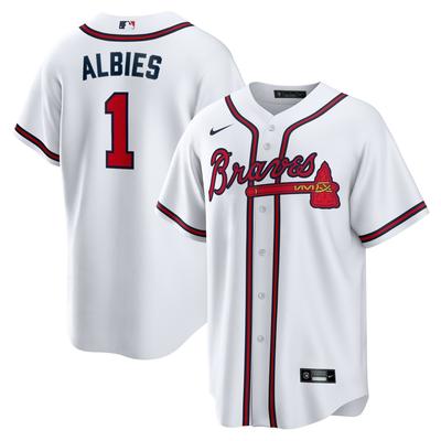 Atlanta Braves Nike Official Replica Home Jersey - Mens with Albies 1 printing Image